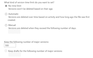 VERSION HISTORY LIMITS FOR DOCUMENT LIBRARY AND ONEDRIVE OVERVIEW visual data 7