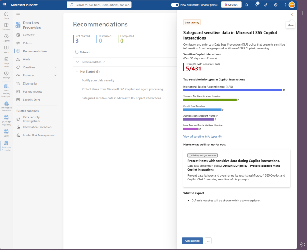 Start With The “Safeguard Sensitive Data In Microsoft 365 Copilot Interactions” One-Click Policy In Dlp → Recommendations To Deploy Prompt Protection In Minutes.